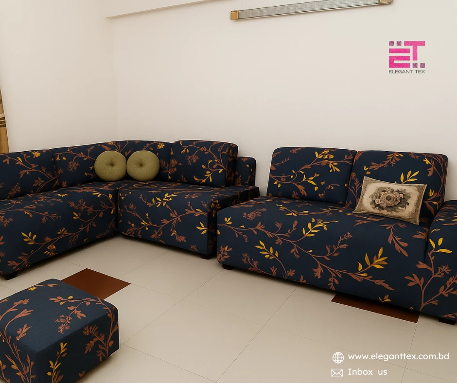 Black Floral Pint Sofa Cover