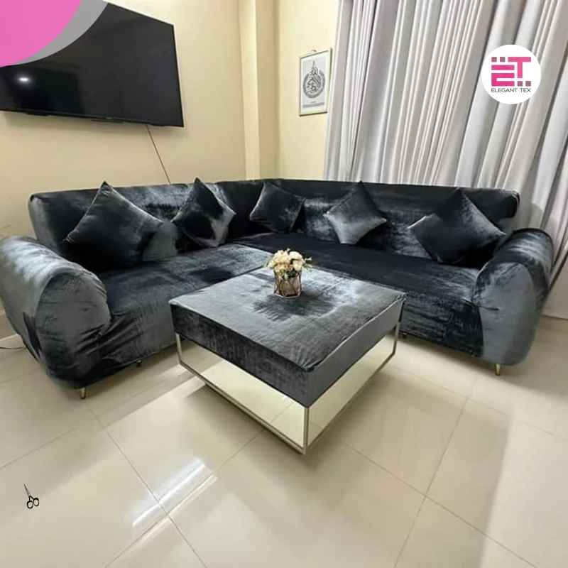 Velvet Sofa Cover | Ash