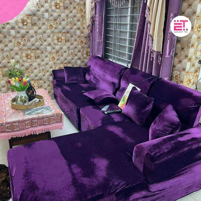 Velvet Sofa Cover | Silver