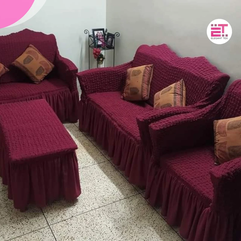 Turky Sofa Cover | Deep Maroon Color | Solid
