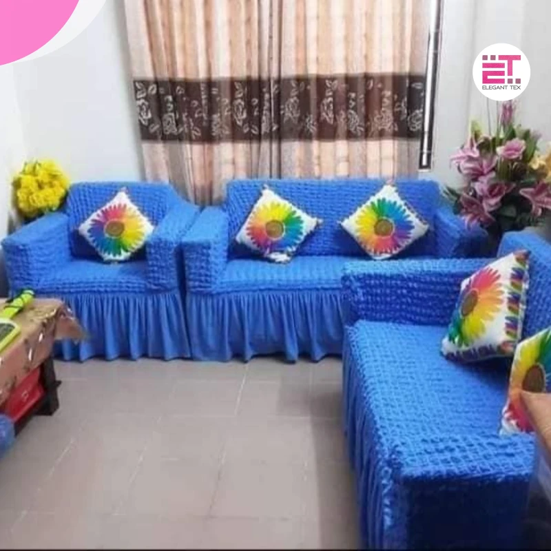 Turky Sofa Cover |  Blue Color | Solid