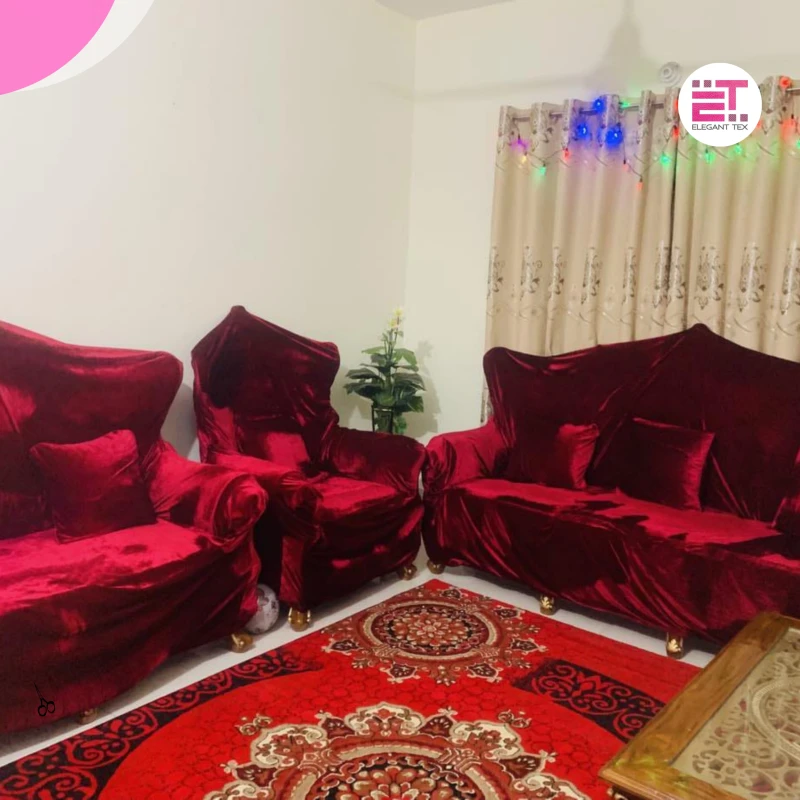 Velvet Sofa Cover | Maroon