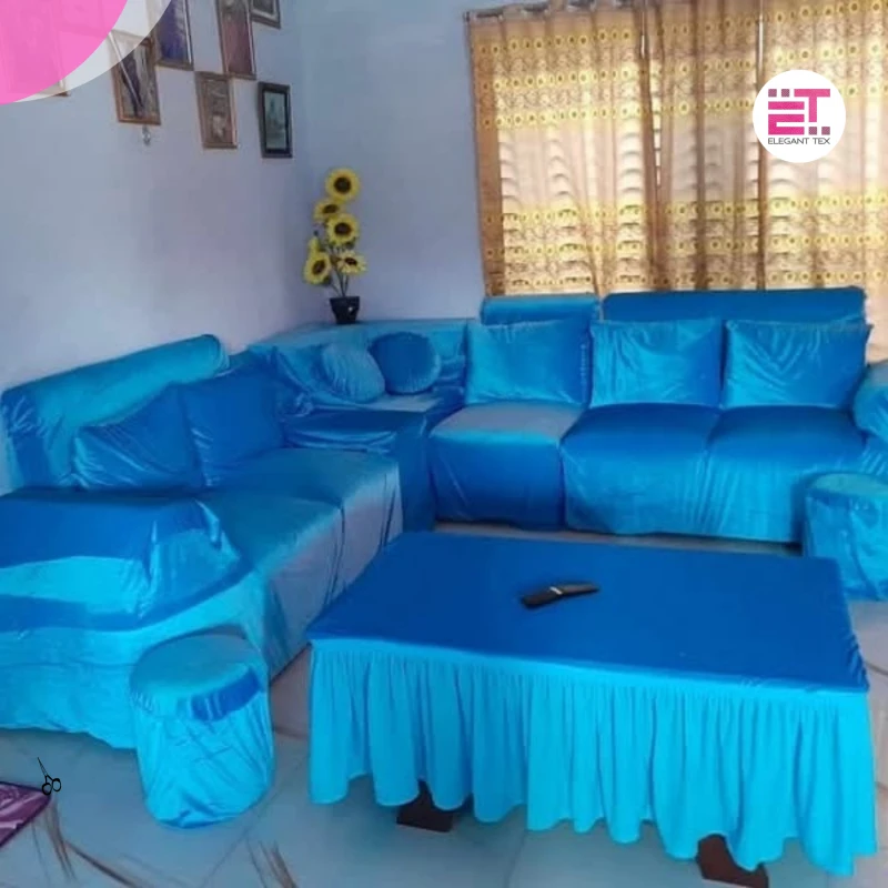 Velvet Sofa Cover | Sky Blu