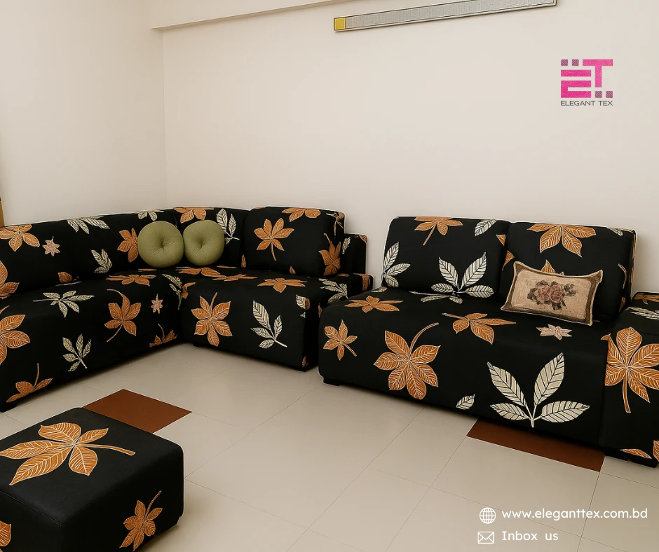 Black Leaf Pint Sofa Cover