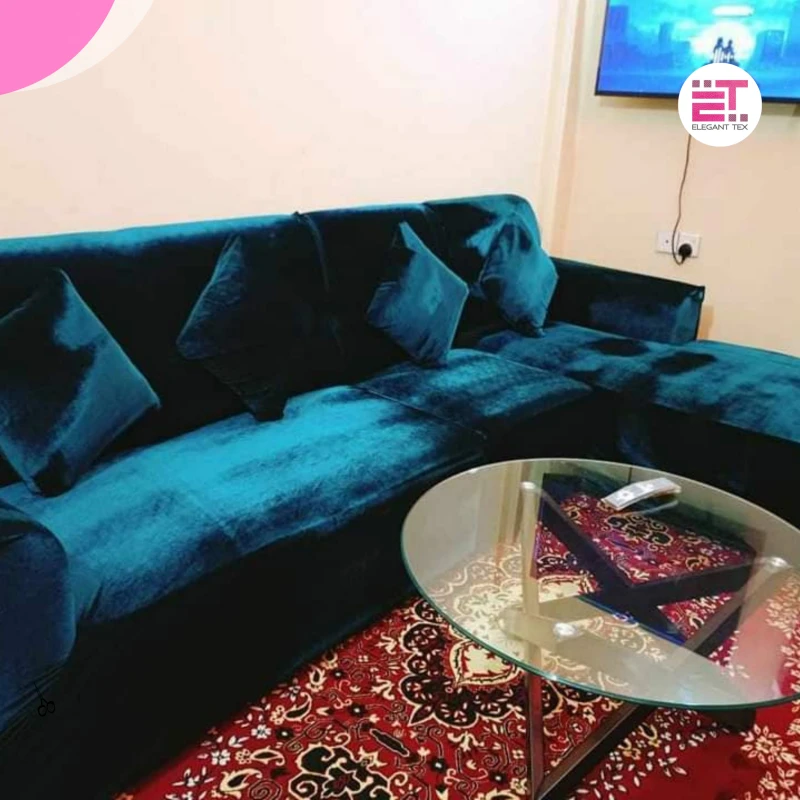 Velvet Sofa Cover | Sea Green