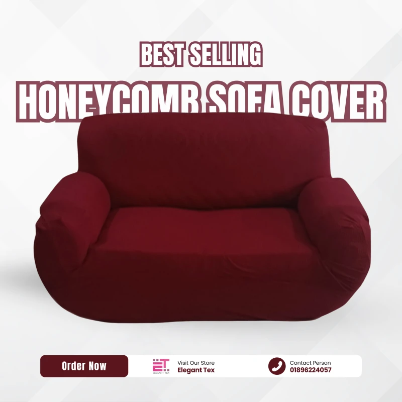 Honey Comb Sofa Cover | Maroon Color