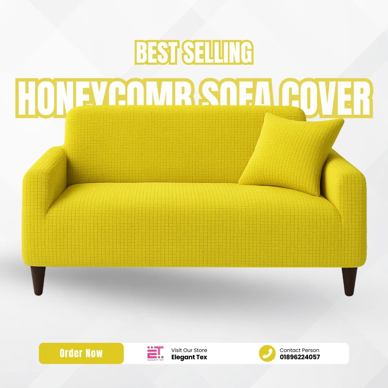 Honey Comb Sofa Cover | Lemon Color