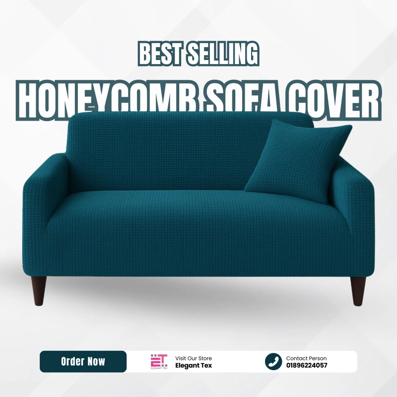 Honey Comb Sofa Cover | Sea Green Color