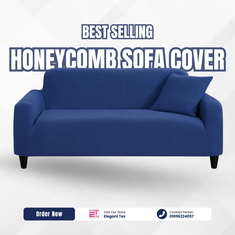 Honey Comb Sofa Cover | Royal Blue Color