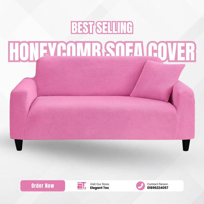 Honey Comb Sofa Cover | Pink Color