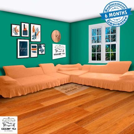 Corner Sofa Cover (2+2+1+corner+toolbox) Set Brown Color