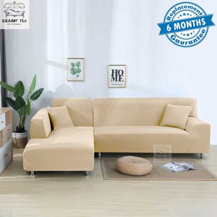 Spandex L-Shape Sofa Cover Cream Color
