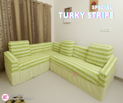 Sofa Cover Turky Stripe 2+2+1+Corner+Box | STRP 06