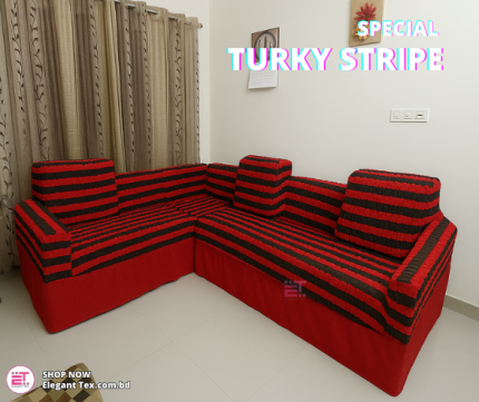 Sofa Cover Turky Stripe 2+2+1+Corner+Box | STRP 03
