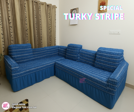 Sofa Cover Turky Stripe 2+2+1+Corner+Box | STRP 05