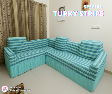 Sofa Cover Turky Stripe 2+2+1+Corner+Box | STRP 01