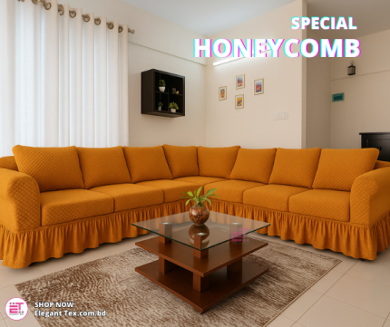 Honeycomb Sofa Cover 2+2+1+corner+box | Golden