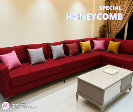 HoneyComb Sofa Cover 2+2+1+Corner+Box | Maroon